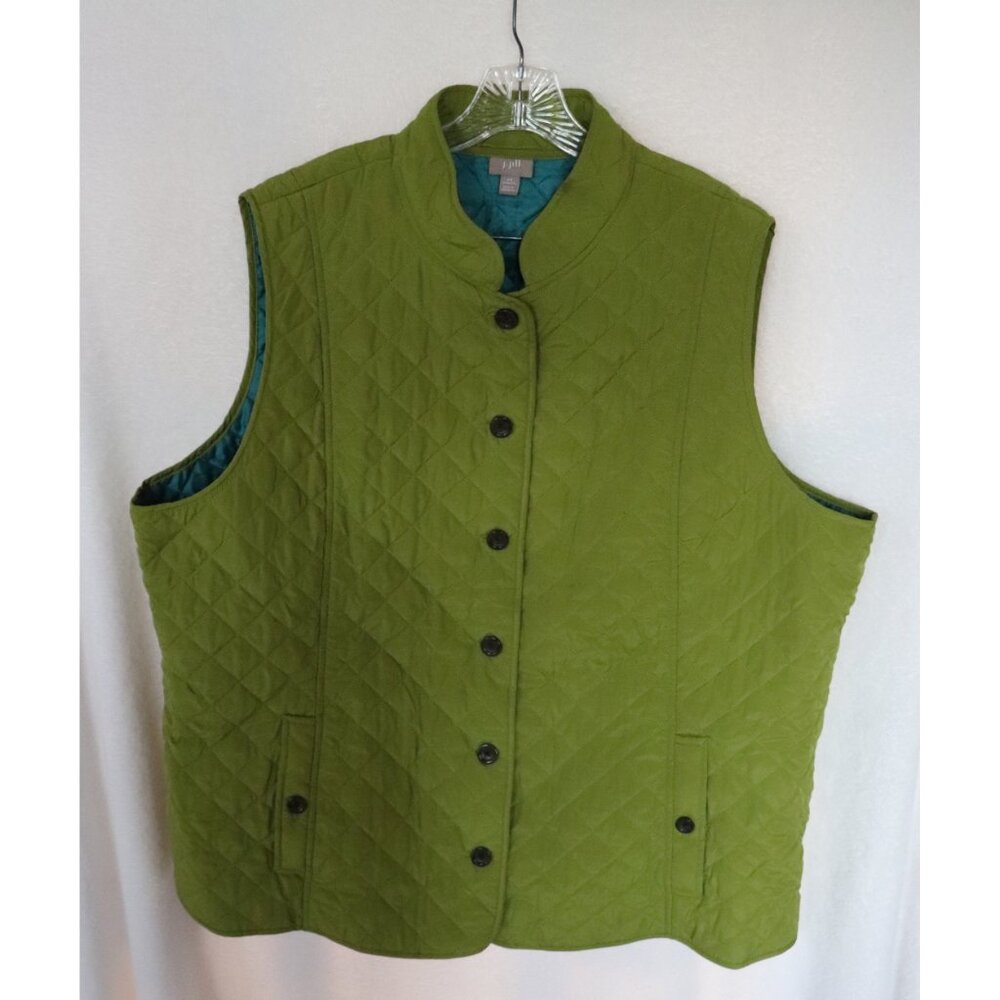 J. Jill quilted vest, soft green/teal lining, 4X
